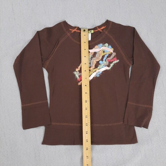 Little Mass Girls Outfit 6 Brown Yarn Top & Blue Flare Jeans Y2K Boho 2000s - Picture 13 of 16